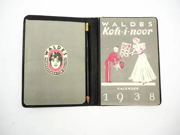 Original Werbekalender Waldes Koh-i-noor Dresden 1938 Notizbuch