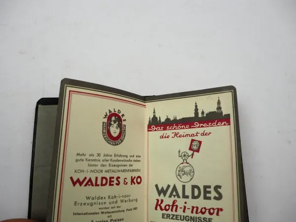 Original Werbekalender Waldes Koh-i-noor Dresden 1938 Notizbuch