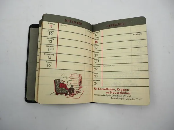 Original Werbekalender Waldes Koh-i-noor Dresden 1938 Notizbuch