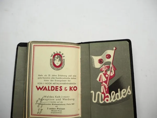 Original Werbekalender Waldes Koh-i-noor Dresden 1938 Notizbuch