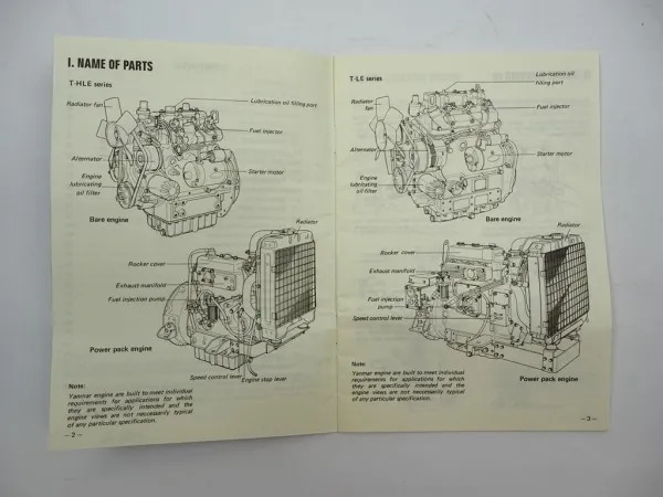 Original Yanmar T 80 90 LE 72 75 84 HLE Diesel Engine Operation Manual