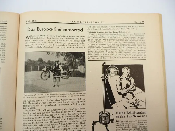 Original Zeitschrift Der Motor-Tourist Nr. 20 von 1931 DTC Motorrad PKW Flugzeug