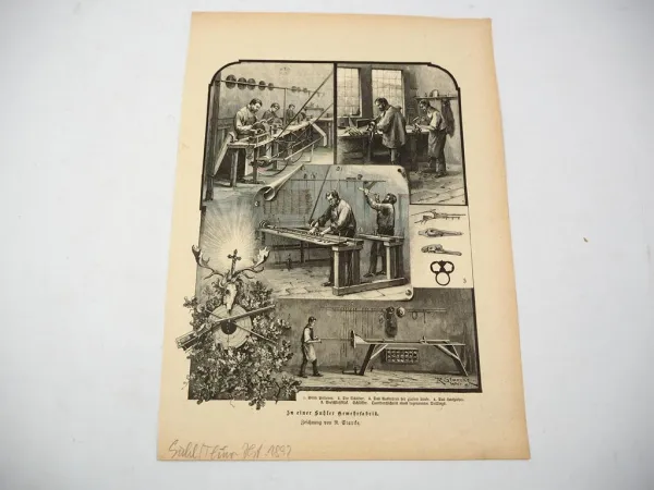 Original Zeitungsblatt In einer Suhler Gewehrfabrik 1892 Suhl Thüringen