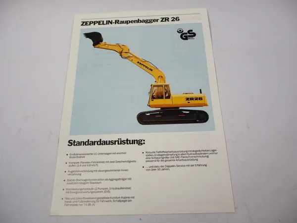 Original Zeppelin ZR 26 Raupenbagger Prospekt mit technischen Daten 03/1986