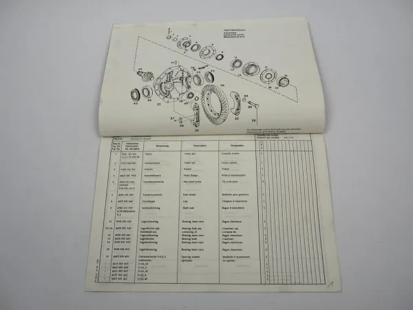 Original ZF Achseinsatz R 9 Ersatzteilliste Kässbohrer Spare Parts List 05/1990