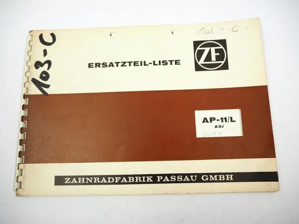 Original ZF AP-11/L Planeten Starrachse Ersatzteilliste ASJ Volvo Bus LKW 1969
