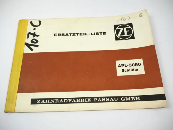 Original ZF APL-3050 Planetenlenkachse Ersatzteilliste Schlüter Schmierplan 1968