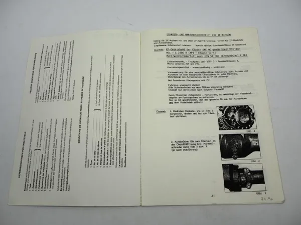 Original ZF AV-130 Starrachse Ersatzteilliste Auwärter Spare Parts List 03/1989
