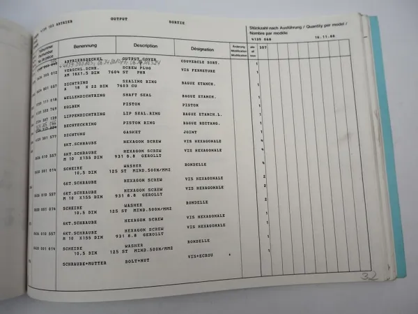 Original ZF Ecomat 5 HP 600 Getriebe Ersatzteilliste Krupp Parts List 11/1988