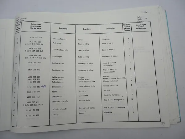 Original ZF Ecomat 6 HP-600 Getriebe Ersatzteilliste Liebherr Parts List 09/1985