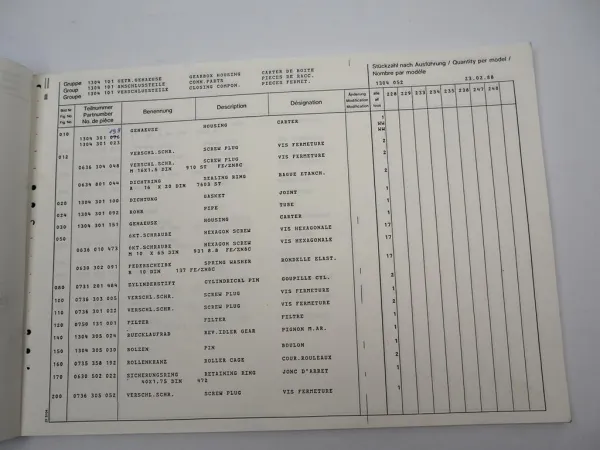Original ZF Ecomid 6 S 150 C Getriebe Ersatzteilliste MAN Parts List 02/1988