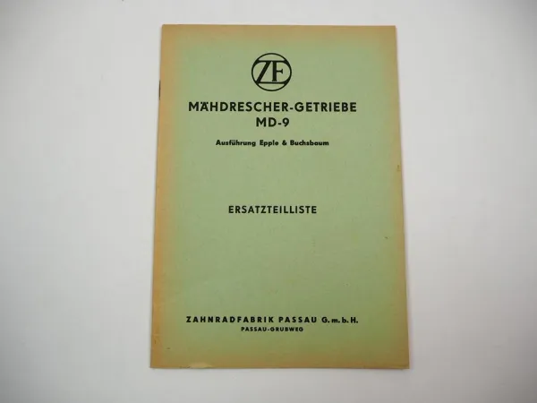 Original ZF MD-9 Epple & Buchsbaum Mähdrescher Getriebe Ersatzteilliste 1960