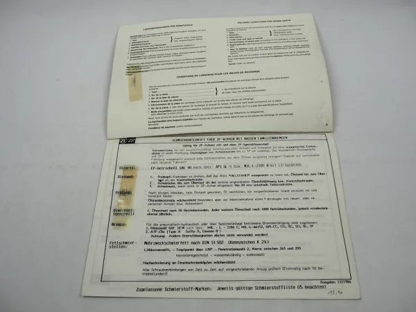 Original ZF RP-411 Radkopf Ersatzteilliste O&K Faun Parts List 05/1988
