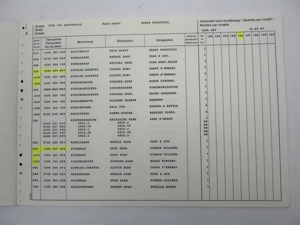 Original ZF S 6-36 Synchroma Getriebe Ersatzteilliste DAF Spare Parts List 10/87