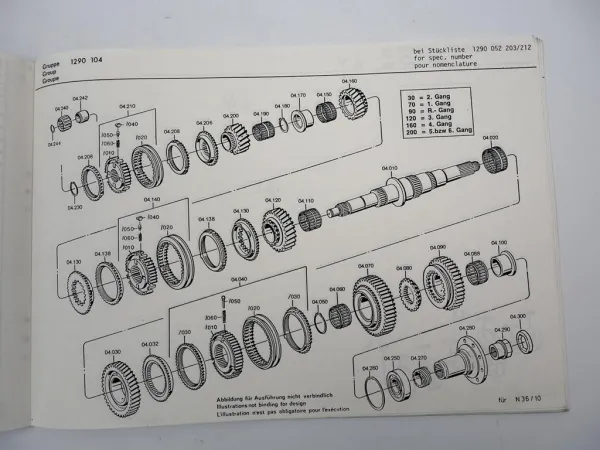 Original ZF S 6-36 Synchroma Getriebe Ersatzteilliste MAN Parts List 4/1988