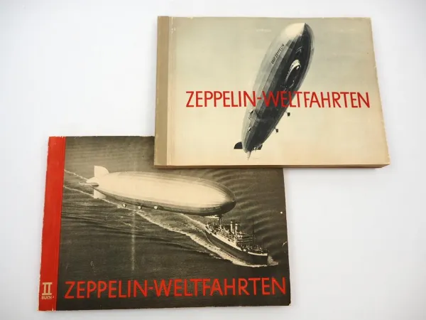Original Zigarettenbilder Album Zeppelin Weltfahrten Bd. 1 und 2 komplett 1933