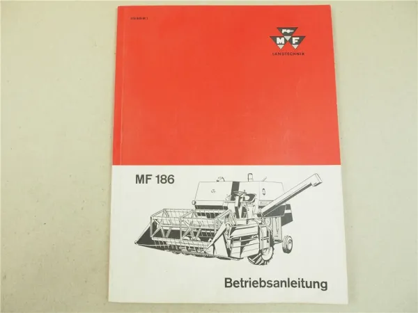 originale Massey Ferguson MF 186 Mähdrescher Betriebsanleitung 1968 Wartung