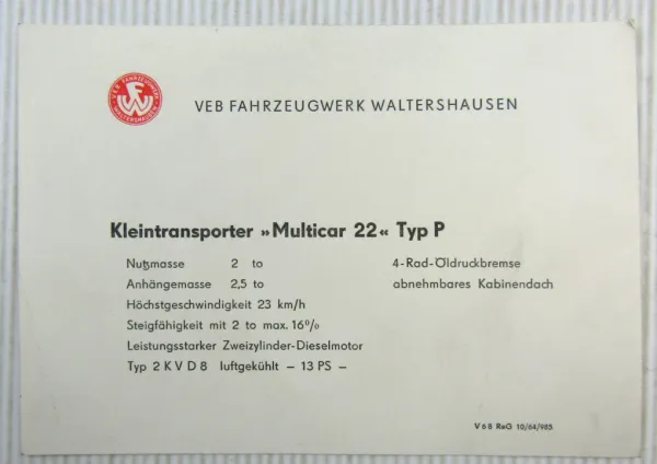 originales Pressefoto Kleintransporter Multicar 22 Typ P DDR 1964