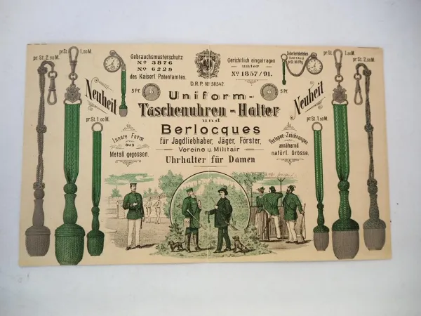 P. J. Schulten Koblenz Uniform Taschenuhren Halter Berlocques Prospekt 1892