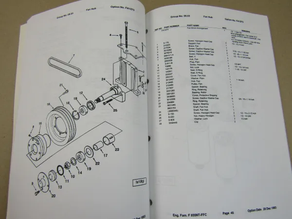 Parts List Cummins NTA 855C Engine for Furukawa 375 Wheel Loader Ersatzteilliste