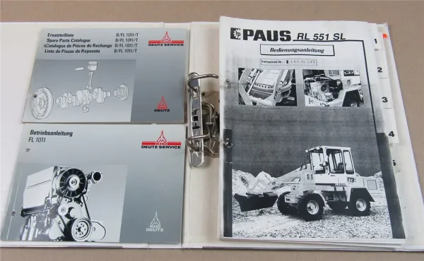 Paus RL 551 SL Bedienungsanleitung Ersatzteilkatalog mit Deutz 1011 Motor