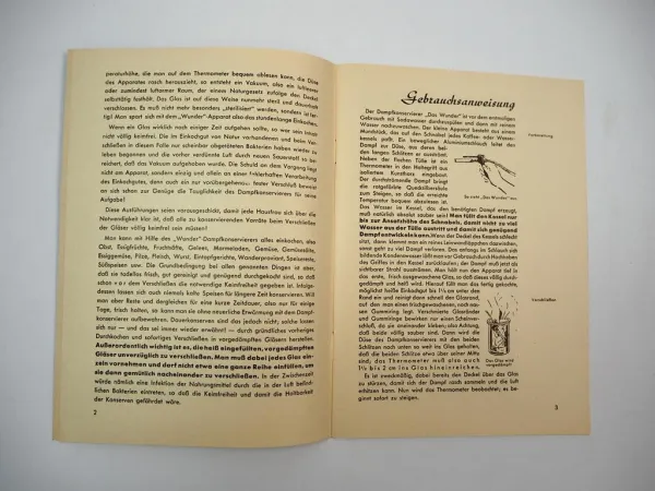 Pefra Dampfkonservierer Wunder Betriebsanleitung ca. 1963