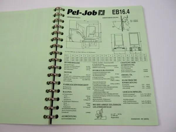 Pel-Job Händler Preisliste für Baumaschinen EB ES LS Sirius Tiga ab 04/1996