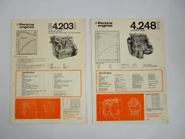 Perkins 4.203 4.248 Engines Specification Motor Datenblatt 1974/75