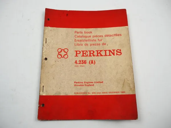 Perkins 4.236 A Motor Ersatzteilliste für Claas Mähdrescher Parts Book 1969