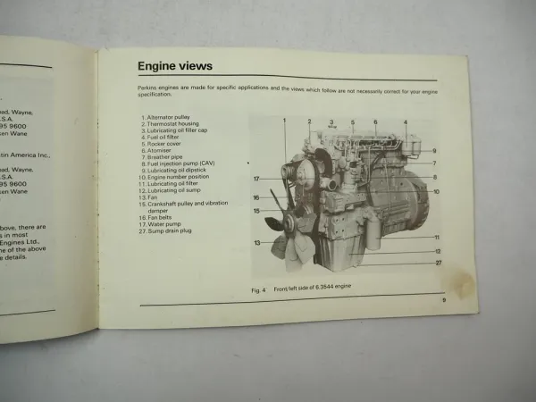 Perkins 6.3544 Series T6.3544 6.3724 Diesel Engines Users Handbook 1986