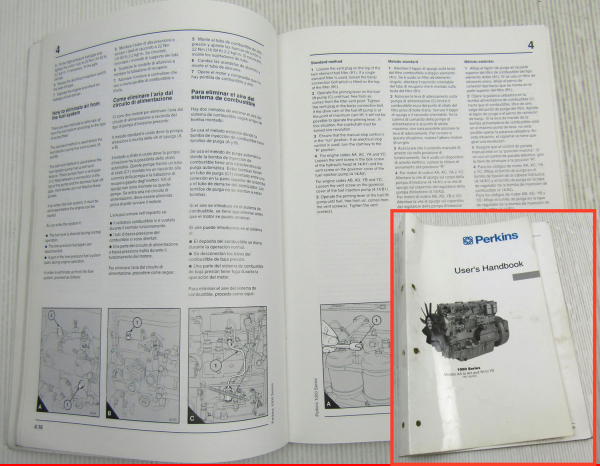 Perkins Engine 1000 Series AA-AH YA-YD Users Handbook Manual Del Usuario 1998