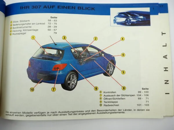 Peugeot 307 Bedienungsanleitung Betriebsanleitung 12/2001 Bordbuch