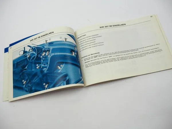 Peugeot 307 Bedienungsanleitung Betriebsanleitung 12/2001 Bordbuch