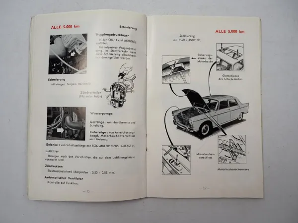 Peugeot 404 1,6l mit Benzineinspritzung Betriebsanleitung Bedienung 1965