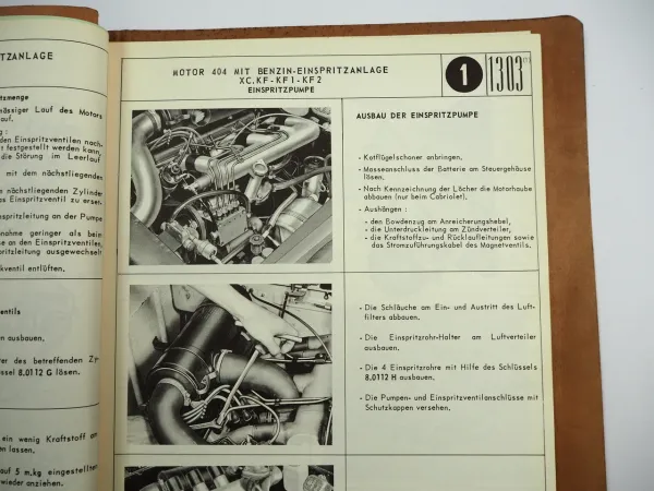 Peugeot 404 Motor XC.KF2 Benzin Einspritzanlage Nachtrag Werkstatthandbuch 1964