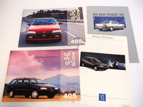 Peugeot 405 PKW 4x Prospekt Technische Daten Ausstattung 1990er Jahre