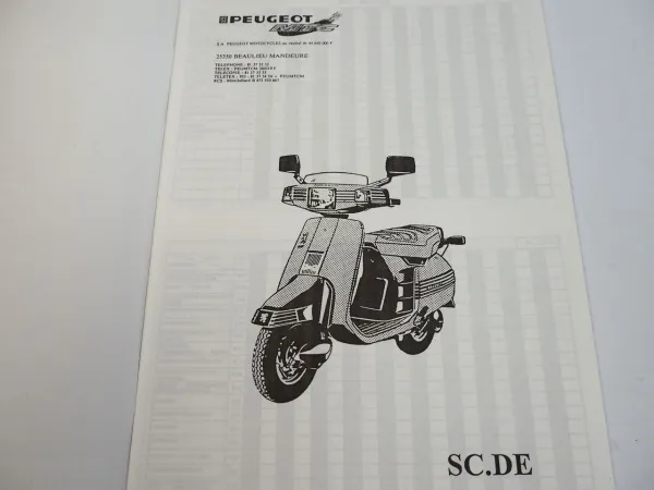 Peugeot SC Motorroller Ersatzteilliste Ersatzteilkatalog 1992