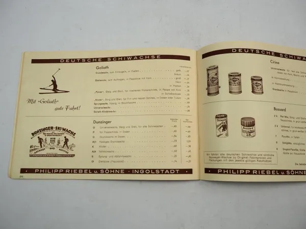Phirosö Katalog Wintersport 1938/39 Philipp Riebel & Söhne Ingolstadt Donau