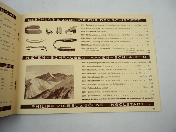 Phirosö Katalog Wintersport 1938/39 Philipp Riebel & Söhne Ingolstadt Donau