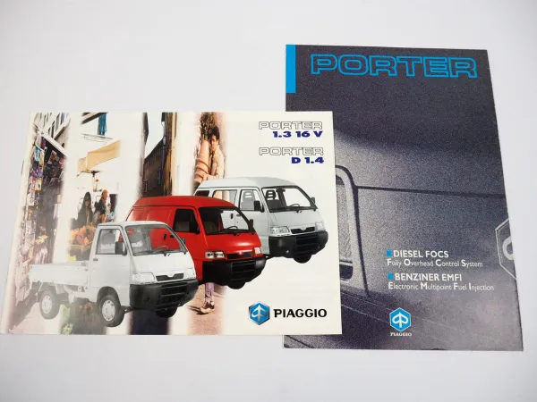 Piaggio Porter 2x Prospekt mit technischen Daten ca. 2002