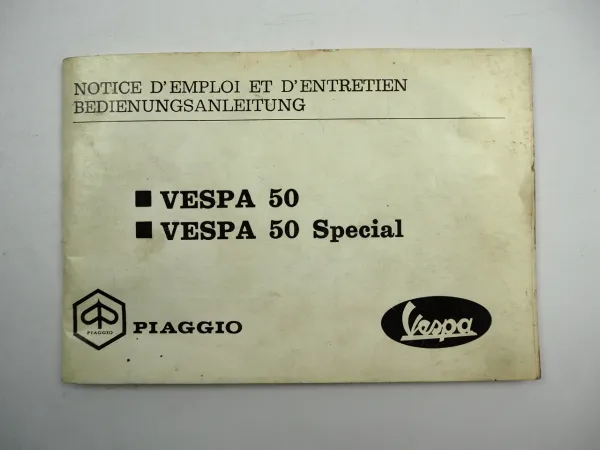 Piaggio Vespa 50 Special Elestart Betriebsanleitung Notice demploi et entretien