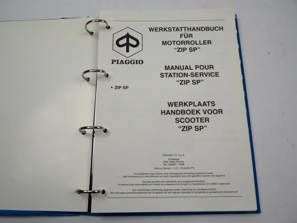 Piaggio Vespa ZIP SP Motorroller Werkstatthandbuch Reparaturanleitung 1996