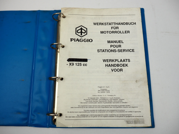 Piaggio X9 Roller mit Motor 125 ccm Reparaturanleitung Werkstatthandbuch 2000