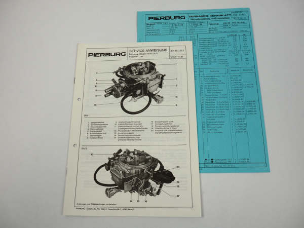 Pierburg 2B5 Vergaser für Volvo 740 mit B230K Motor Service Anweisung ETL 1984
