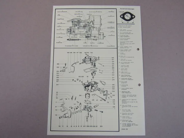 Pierburg 35PDSI Vergaser Ersatzteilliste Normaleinstellung Opel Ascona u. Manta