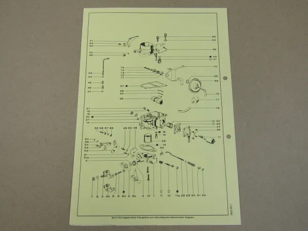 Pierburg 40 PDSI Ersatzteilliste Normaleinstellung Daimler Benz L409 1975-76