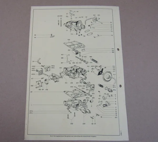 Pierburg 4A1 32/54 Vergaser Ersatzteilliste Normaleinstellung Rolls Royce Camark