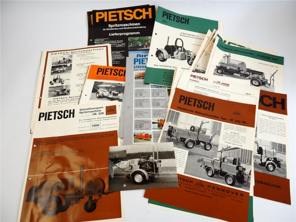 Pietsch Spritzmaschine Tankspritzgeräte Straßenbau Sammlung Prospekte Preisliste