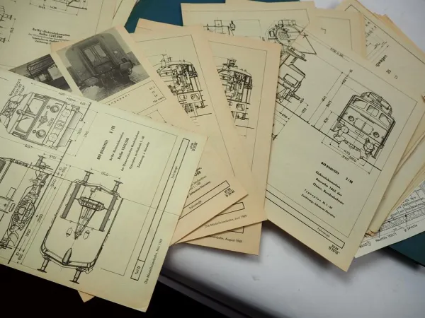 Pläne Blätter Die Modelleisenbahn ca. 60 Stück 1960er Jahre Züge Signale Anlagen