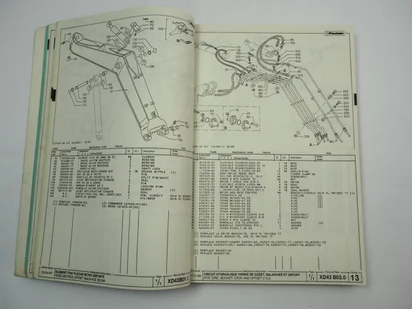 Poclain 61 Excavator Boom Bagger Ausleger Ersatzteilliste Spare Parts List 1987